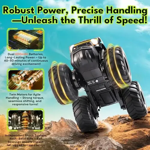 Threeking 1: 16 Waterproof Monster Truck Pickup Toys RC Cars Remote Control Car Truck Toys 4WD All Terrain Off-Road Car Toy Gifts Presents 6 7 8 9 10 11 12 Year Old Kids Boys Girls Toys - 5