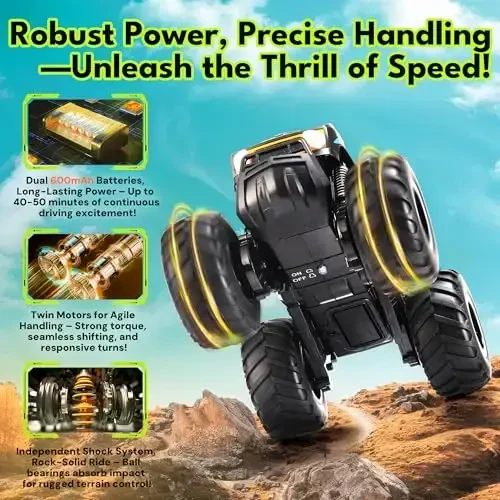 Threeking 1: 16 Waterproof Monster Truck Pickup Toys RC Cars Remote Control Car Truck Toys 4WD All Terrain Off-Road Car Toy Gifts Presents 6 7 8 9 10 11 12 Year Old Kids Boys Girls Toys - 5
