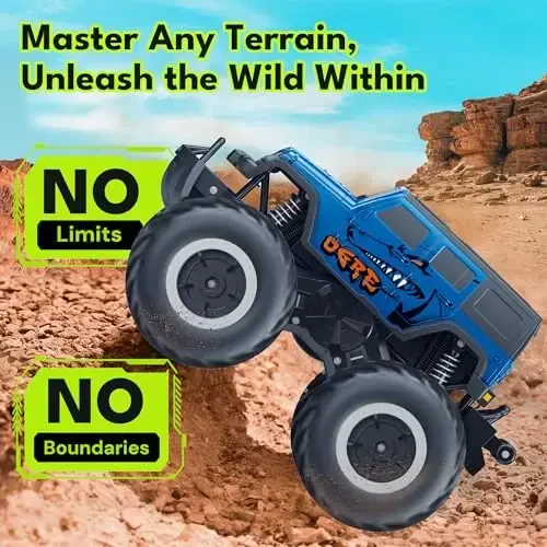 Threeking 1: 16 Waterproof Monster Truck SUV Toys RC Cars Remote Control Car Truck Toys 4WD All Terrain Off-Road Car Toy Gifts Presents 6 7 8 9 10 11 12 Year Old Kids Boys Girls Toys - 4