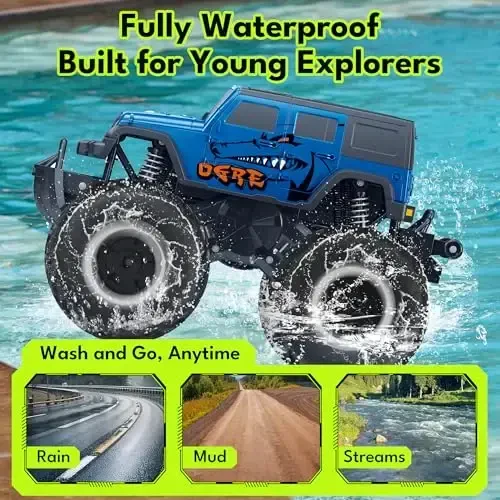 Threeking 1: 16 Waterproof Monster Truck SUV Toys RC Cars Remote Control Car Truck Toys 4WD All Terrain Off-Road Car Toy Gifts Presents 6 7 8 9 10 11 12 Year Old Kids Boys Girls Toys - THREEKING (1)