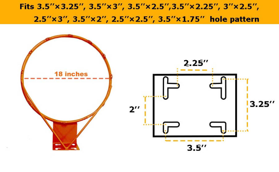 THUNDERBAY 18 dyuymli standart oddiy basketbol halqasi, almashtirish yoki garajga o'rnatish uchun, har qanday ob-havo sharoitida to'r bilan - 6