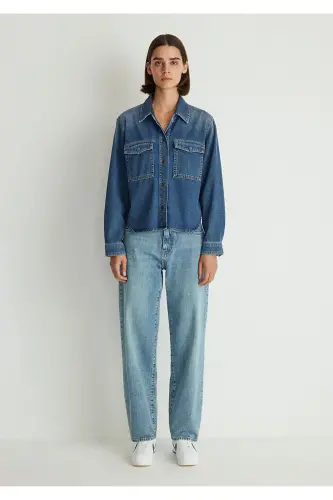 Tia All Blue Indigo Blue Jean Shirt Crop / Short - MAVI (1)