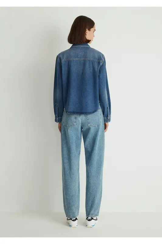 Tia All Blue Indigo Blue Jean Shirt Crop / Short - 4