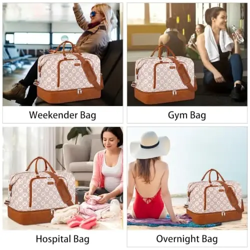 TIBES Travel Weekender Bag for Women, Overnight Bag with Shoe Compartment | 3PCS Large Travel Duffel Bag for Gym, Travel, Hospital, Business Trip, Carry On Tote, Wet & Dry Separation, Water Resistant - TIBES (1)