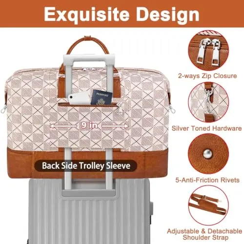 TIBES Travel Weekender Bag for Women, Overnight Bag with Shoe Compartment | 3PCS Large Travel Duffel Bag for Gym, Travel, Hospital, Business Trip, Carry On Tote, Wet & Dry Separation, Water Resistant - 5