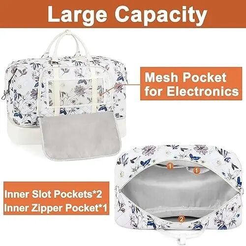 TIBES Travel Weekender Bag for Women, Overnight Bag with Shoe Compartment | 3PCS Large Travel Duffel Bag for Gym, Travel, Hospital, Business Trip, Carry On Tote, Wet & Dry Separation, Water Resistant - 4