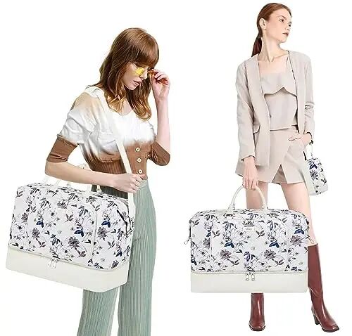 TIBES Travel Weekender Bag for Women, Overnight Bag with Shoe Compartment | 3PCS Large Travel Duffel Bag for Gym, Travel, Hospital, Business Trip, Carry On Tote, Wet & Dry Separation, Water Resistant - 6