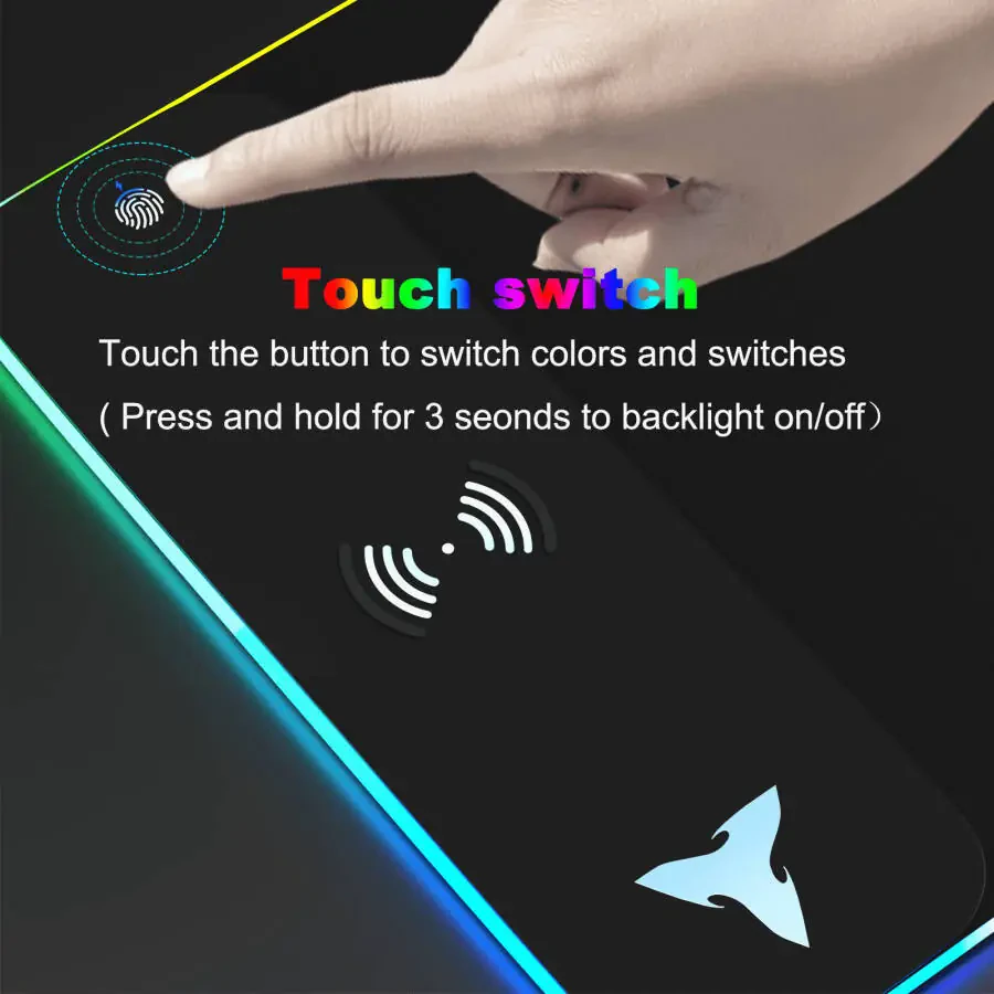 Tiburn RGB 15W Large Keyboard Pad Wireless Charger Gaming Rubber Mouse Pad with Ten Colors (Black) - 1