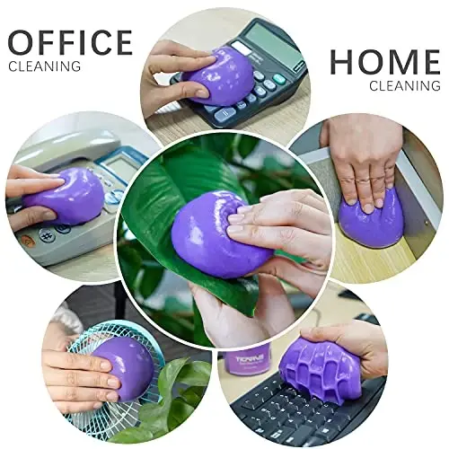 TICARVE 2 Pack Cleaning Gel Car Cleaning Putty Car Slime for Cleaning Car Detailing Gel Car Interior Cleaner Car Accessories Keyboard Cleaner Rose Purple (320g/11.2oz) - 7