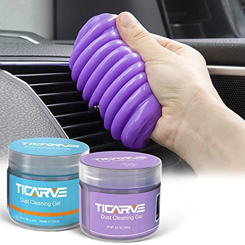 TICARVE 2Pack Cleaning Gel for Car Cleaning Putty Car Slime for Cleaning Car Detailing Putty Detail Tools Car Interior Cleaner Automotive Car Cleaning Kits Keyboard Cleaner Blue Purple (320g/11.2oz) - TICARVE