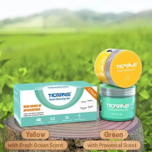 TICARVE 2Pack Cleaning Gel for Car Putty Car Slime Cleaning Car Putty Detail Car Interior Cleaner Automotive Cleaning Kits Keyboard Cleaner Yellow Green (320g/11.2oz) - 7