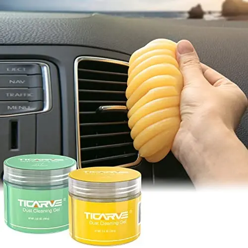 TICARVE 2Pack Cleaning Gel for Car Putty Car Slime Cleaning Car Putty Detail Car Interior Cleaner Automotive Cleaning Kits Keyboard Cleaner Yellow Green (320g/11.2oz) - 1