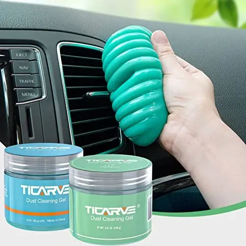 TICARVE 2Pack Cleaning Gel for Car Putty Car Slime Cleaning Car Detail Putty Tools Car Interior Cleaner Automotive Car Cleaning Kits Keyboard Cleaner Blue Green (320g/11.2oz) 