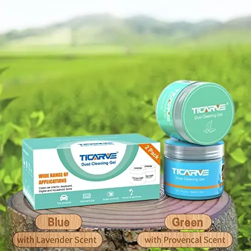 TICARVE 2Pack Cleaning Gel for Car Putty Car Slime Cleaning Car Detail Putty Tools Car Interior Cleaner Automotive Car Cleaning Kits Keyboard Cleaner Blue Green (320g/11.2oz) - 4
