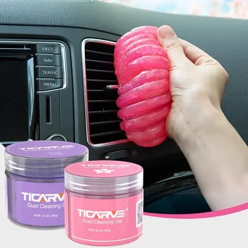 TICARVE 2 Pack Cleaning Gel Car Cleaning Putty Car Slime for Cleaning Car Detailing Gel Car Interior Cleaner Car Accessories Keyboard Cleaner Rose Purple (320g/11.2oz) 