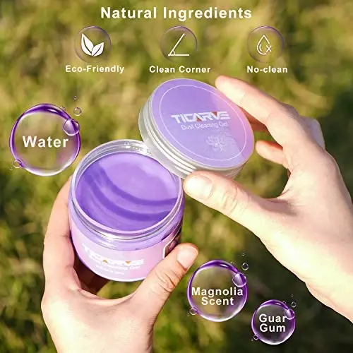 TICARVE 2 Pack Cleaning Gel Car Cleaning Putty Car Slime for Cleaning Car Detailing Gel Car Interior Cleaner Car Accessories Keyboard Cleaner Rose Purple (320g/11.2oz) - 6