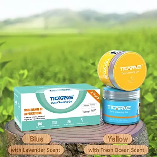 TICARVE 2Pack Cleaning Gel for Car Putty Car Cleaning Auto Gel Detail Tools Car Interior Cleaner Universal Dust Removal Gel Car Vent Cleaner Keyboard Cleaner Blue Yellow (320g/11.2oz) - 7