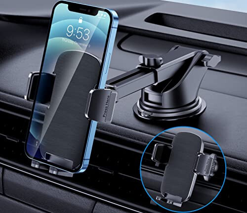 TICILFO Phone Mount for Car Phone Holder [Military-Grade Suction & Stable Clip] Car Phone Holder Mount Windshield Dashboard Air Vent Universal Automobile Mount Fit for All iPhone Android Smartphones - 7