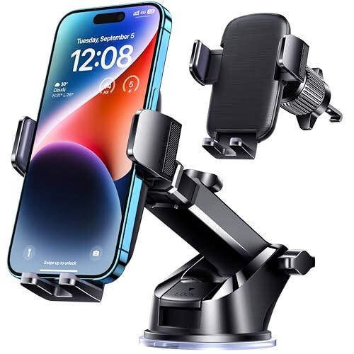 TICILFO Phone Mount for Car Phone Holder [Military-Grade Suction & Stable Clip] Car Phone Holder Mount Windshield Dashboard Air Vent Universal Automobile Mount Fit for All iPhone Android Smartphones - 1