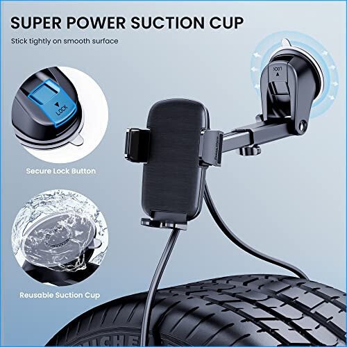 TICILFO Phone Mount for Car Phone Holder [Military-Grade Suction & Stable Clip] Car Phone Holder Mount Windshield Dashboard Air Vent Universal Automobile Mount Fit for All iPhone Android Smartphones - 9