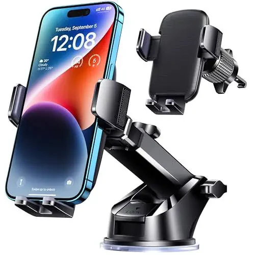 TICILFO Phone Mount for Car Phone Holder [Military-Grade Suction & Stable Clip] Car Phone Holder Mount Windshield Dashboard Air Vent Universal Automobile Mount Fit for All iPhone Android Smartphones - 1