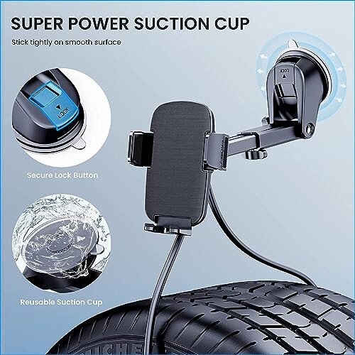 TICILFO Phone Mount for Car Phone Holder [Military-Grade Suction & Stable Clip] Car Phone Holder Mount Windshield Dashboard Air Vent Universal Automobile Mount Fit for All iPhone Android Smartphones - 3