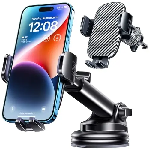 TICILFO Phone Mount for Car Phone Holder [Military-Grade Suction & Stable Clip] Car Phone Holder Mount Windshield Dashboard Air Vent Universal Automobile Mount Fit for All Dash Mounting Kits iPhone - 1