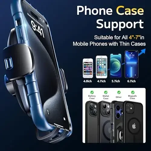 TICILFO Phone Holders for Your Car [Gooseneck Flexible] Phone Stand for Car Dashboard Windshield Automotive Accessories [Strong Suction Cup] Cell Phone Car Mount for All iPhone Android Smartphone - 6