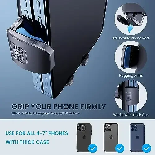 TICILFO Phone Mount for Car Phone Holder Mount Upgraded Metal CD Slot Phone Holder Car Cell Phone Holder Thick Cases Friendly iPhone Holder for Car Mount for CD Player Fit for All iPhone Smartphone - 5