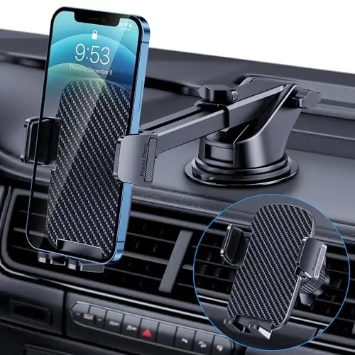 TICILFO Car Phone Holder [Military-Grade Suction] Phone Stand for Car [Super Stable] Automobile Car Mount for iPhone Universal Accessories Air Vent Dashboard Windshield Mount Fit Vehicle Accessories - TICILFO
