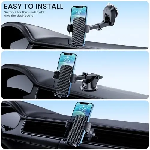 TICILFO Car Phone Holder [Military-Grade Suction] Phone Stand for Car [Super Stable] Automobile Car Mount for iPhone Universal Accessories Air Vent Dashboard Windshield Mount Fit Vehicle Accessories - TICILFO (1)