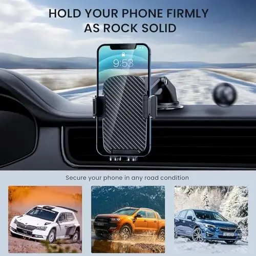 TICILFO Car Phone Holder [Military-Grade Suction] Phone Stand for Car [Super Stable] Automobile Car Mount for iPhone Universal Accessories Air Vent Dashboard Windshield Mount Fit Vehicle Accessories - 6