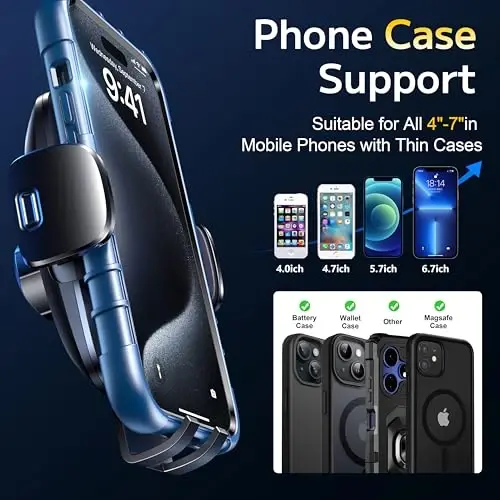 TICILFO Avtomobilingiz uchun telefon ushlagichlari [Egiluvchan g‘oz bo‘yni] Avtomobil paneli uchun telefon stendi, Oyna avtomobil aksessuarlari [Kuchli so‘rg‘ich] Barcha iPhone Android smartfonlari uchun mobil telefon avtomobil ushlagichi - 6