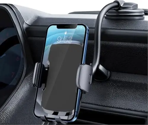 TICILFO Phone Holders for Your Car [Gooseneck Flexible] Phone Stand for Car Dashboard Windshield Automotive Accessories [Strong Suction Cup] Cell Phone Car Mount for All iPhone Android Smartphone - TICILFO