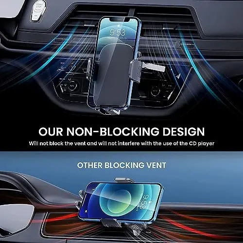 TICILFO Phone Mount for Car Phone Holder Mount Upgraded Metal CD Slot Phone Holder Car Cell Phone Holder Thick Cases Friendly iPhone Holder for Car Mount for CD Player Fit for All iPhone Smartphone - 4
