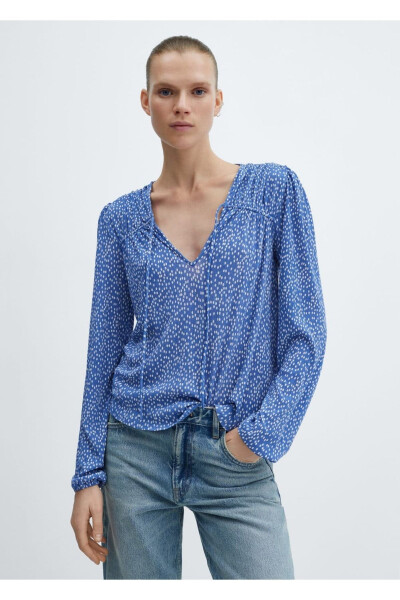 Tie-detailed patterned blouse - MANGO WOMAN