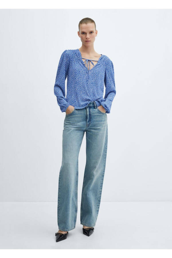 Tie-detailed patterned blouse - 2