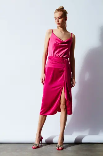 Tie-Dye Satin Skirt - Fuchsia - SATEEN (1)