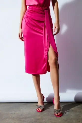 Tie-Dye Satin Skirt - Fuchsia - 5