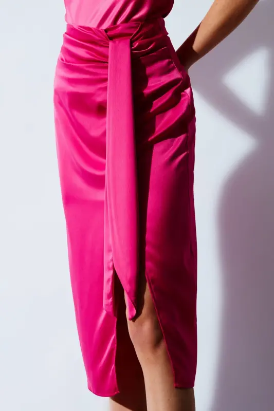 Tie-Dye Satin Skirt - Fuchsia - 7