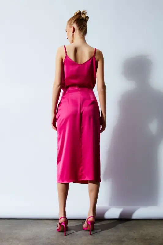 Tie-Dye Satin Skirt - Fuchsia - 8