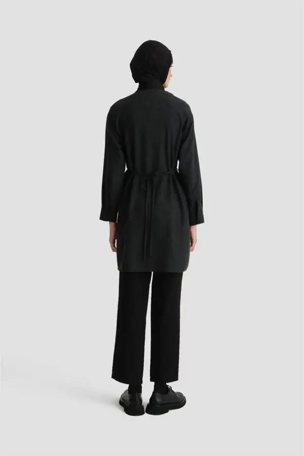 Tie Waist Pocket Tunic 24k3608 Anthracite - 4