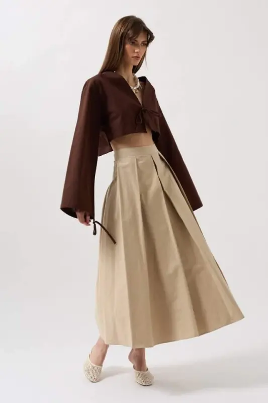 Tied Detail Long Sleeve Blouse - BÜYÜKBEDENIZ