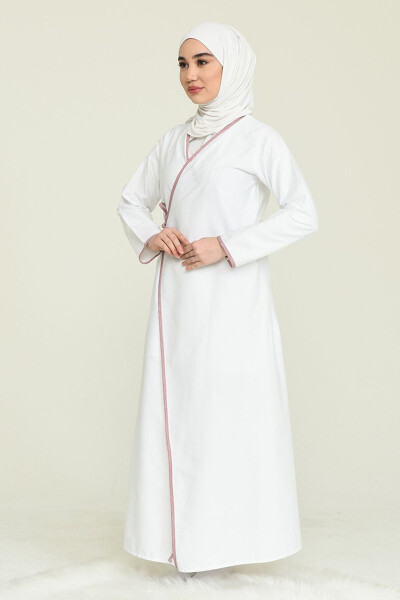 Tied Prayer Dress with White Rose Trim - 1