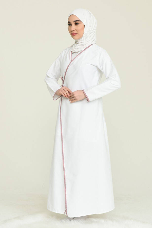 Tied Prayer Dress with White Rose Trim - 1
