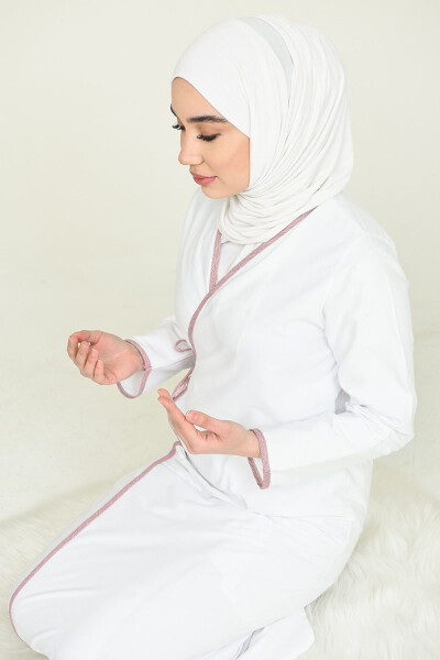 Tied Prayer Dress with White Rose Trim - 2