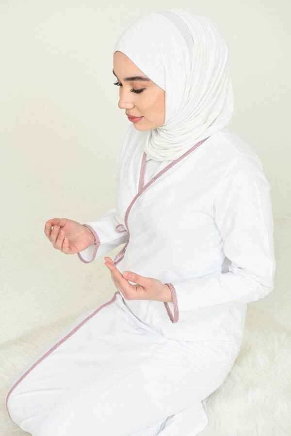 Tied Prayer Dress with White Rose Trim - 2