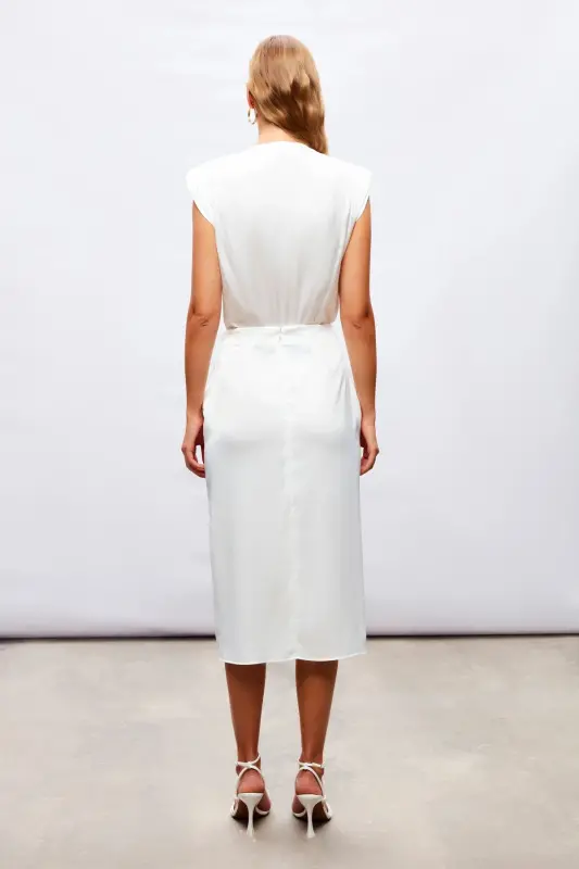 Tied Satin Skirt - ECRU - 7