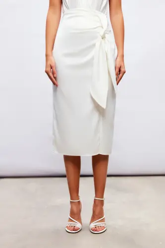 Tied Satin Skirt - ECRU - 6