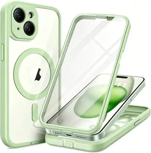 TIESZEN для iPhone 15, чехол, совместимый с MagSafe, встроенная защитная пленка для экрана и защита камеры, защита от шпионажа, пыленепроницаемый, ударопрочный жесткий чехол для телефона 6.1